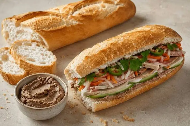Fresh bánh mì with house-made pate